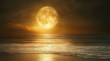 Ethereal moonlit nights Moon's radiance on peaceful ocean