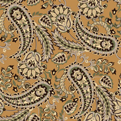 Paisley Floral oriental ethnic Pattern. Seamless Arabic Ornament. Ornamental motifs of the Indian fabric patterns.