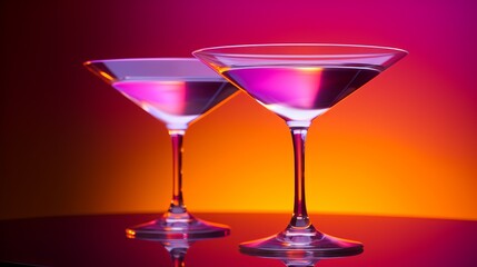 Elegant cocktails capturing evening vibes with vibrant colors and reflections. Generative AI