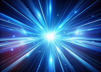 Naklejka premium Abstract Blue Light Speed Lines: Futuristic Warp Speed Energy Burst Background
