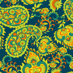 Seamless pattern traditional Asian paisley design. Vector pattern for textile design and fabrics, fashionable and delicate.