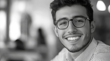 Fototapeta premium Smiling young man with glasses