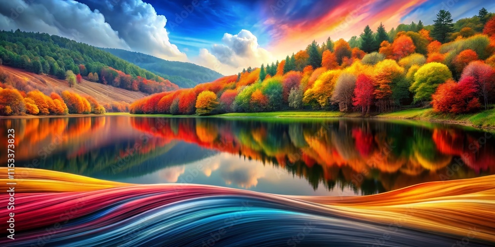 Aufkleber abstract colorful cascade: dynamic chromatic design in elegant spectrum
