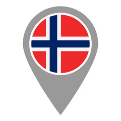 Obraz premium Norway flag location pin, flag application, Flag on Location Pin, graphic design, map pointer, vector illustration.