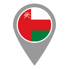 Oman flag location pin, flag application, Flag on Location Pin, graphic design, map pointer, vector illustration.