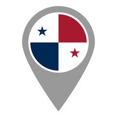 Panama flag location pin, flag application, Flag on Location Pin, graphic design, map pointer, vector illustration.