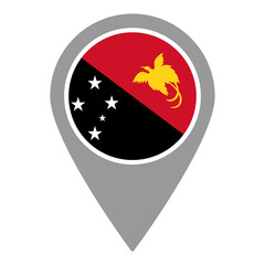 Papua New Guinea flag location pin, flag application, Flag on Location Pin, graphic design, map pointer, vector illustration.
