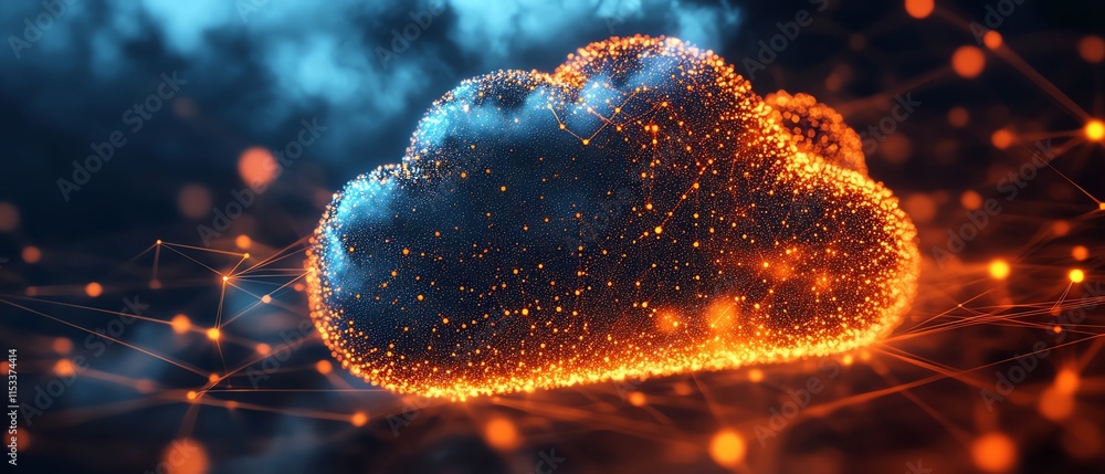 Poster a secure cloud storage concept featuring a locked padlock, representing data security and privacy, w