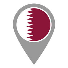 Qatar flag location pin, flag application, Flag on Location Pin, graphic design, map pointer, vector illustration.
