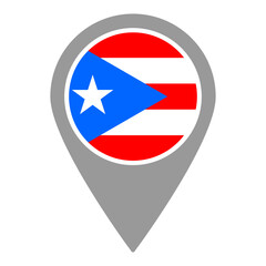Puerto Rico flag location pin, flag application, Flag on Location Pin, graphic design, map pointer, vector illustration.