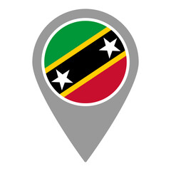 Saint Kitts and Nevis flag location pin, flag application, Flag on Location Pin, graphic design, map pointer, vector illustration.