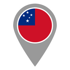 Samoa flag location pin, flag application, Flag on Location Pin, graphic design, map pointer, vector illustration.