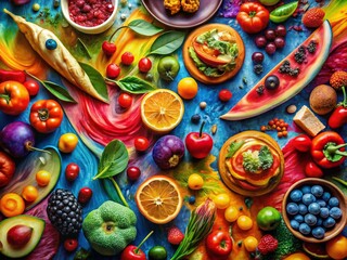 Abstract Food Art: Vibrant Colors & Textures, Culinary Still Life Photography