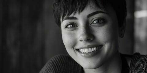 Smiling Woman with Short Hair