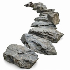 Stepping stones forming a curved path isolated on white background