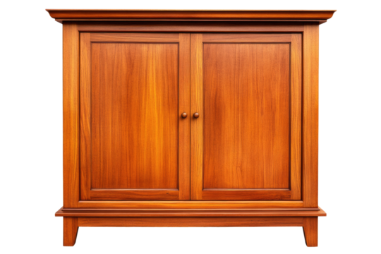 Wooden cabinet isolated on white or transparent background