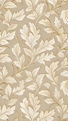 Decorative relief wall panel with floral design in light beige tones for interior decoration