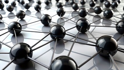 Obraz premium Abstract Network Sphere Connection, Black on White Background - Stock Photo