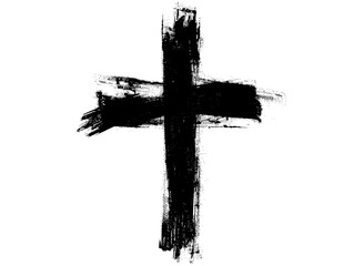a black cross painted with paint