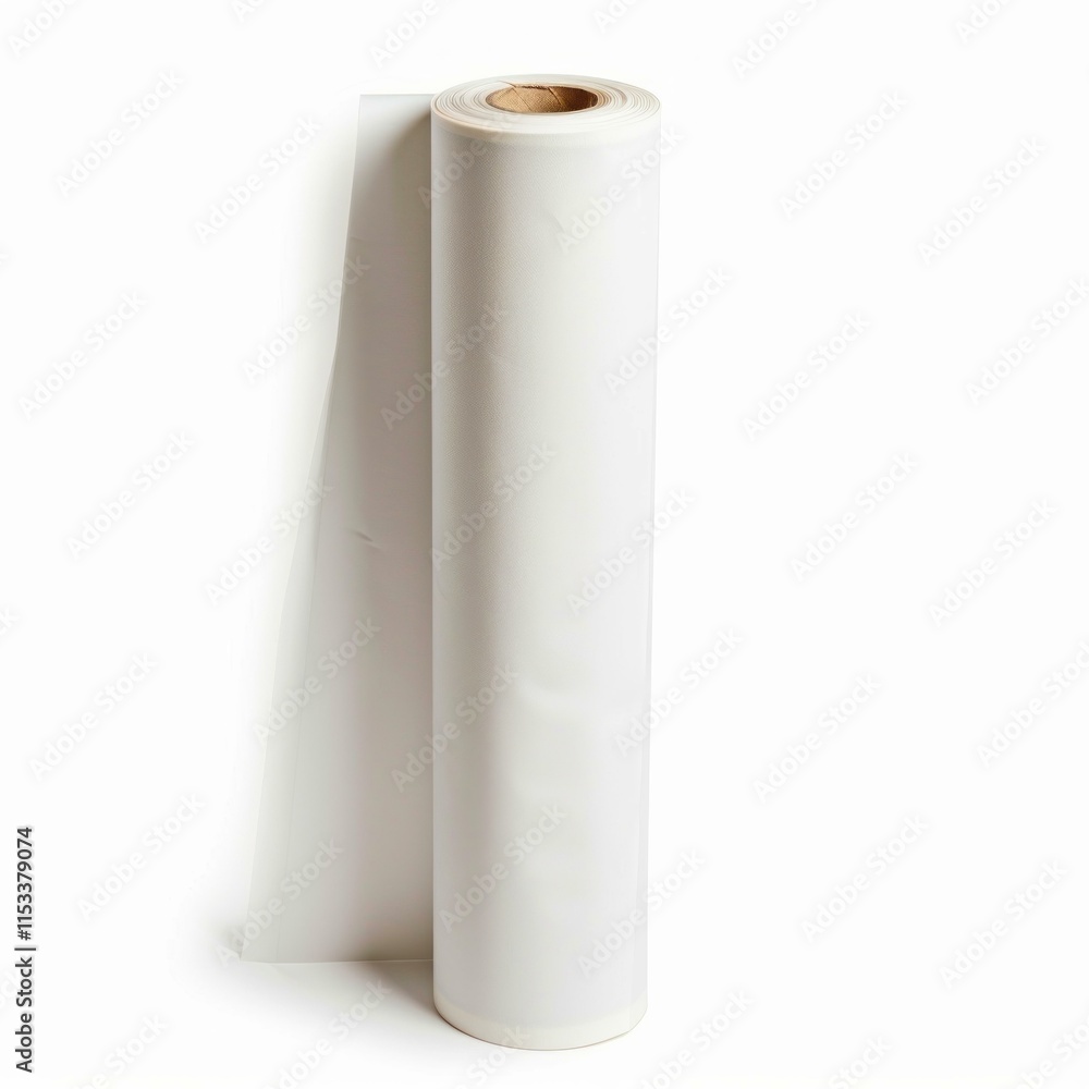 Poster paper roll standing on white background, creating a minimalist and professional image