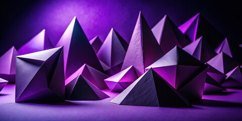 Abstract Purple Geometric Silhouette Background - Paper Art Design