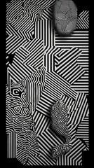 Abstract Black and White Geometric Pattern Design  Optical Illusion  Modern Art  Stylish B