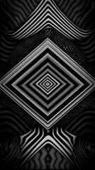 Obraz premium Abstract Black and White Geometric Pattern Design Monochrome Chaos Stripes Diamond