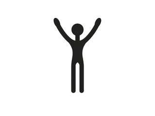 a black figure with arms up