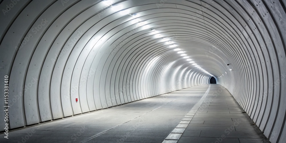 Poster abstract white tunnel corridor background with bokeh lights and vertical curve pattern