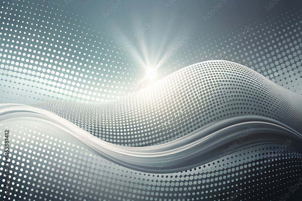 Poster abstract white wave background with halftone dots texture - stock photo