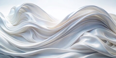 Obraz premium Abstract White Wave Background: Macro Photography of Draped Fabric, Elegant Flowing Texture