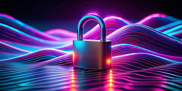 Surreal Duo-Tone HTTPS Security Line Art: Abstract Digital Safety Concept