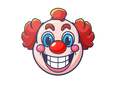 a cartoon clown face with red hair and red hair