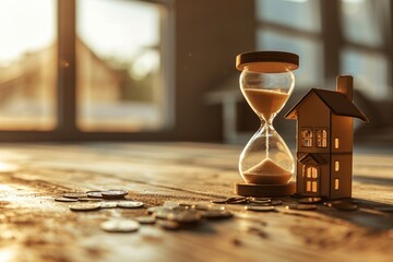 Time Waits for No Mortgage: Hourglass and House in Real Estate Concept