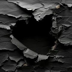 Fototapeta premium Torn Black Paper Background. Abstract Grunge Texture with Vintage Frame