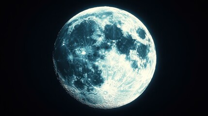 Obraz premium Moonlight Glow. Space id Smart telescope Esg fintech Squarespace designer Cosmos Crypto Ethical ai Nexo Moonpay Internxt Simplex chat Full moon glowing bright blue night sky astronomy spac