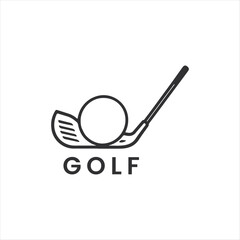 golf silhouette vector line art logo design