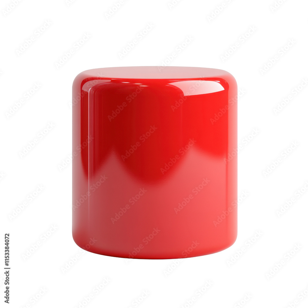 Poster glossy red cylinder object with smooth surface and curved edges