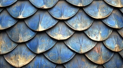 A textured surface featuring overlapping blue scales, resembling a dragon or fish skin.