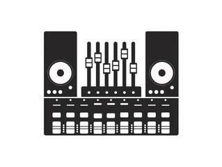 a black and white image of a sound system