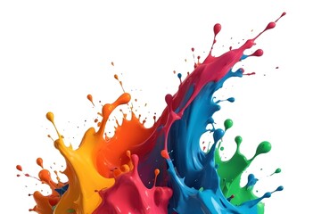 Naklejka premium Colorful abstract paint splatter with vibrant hues of red, orange, blue, and green