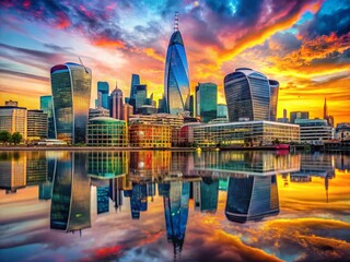 Obraz premium Surreal London Skyscraper: Dreamlike Cityscape at Sunset, Walkie-Talkie Building