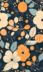 floral flower and leaf elements modern doodle illustrator seamless pattern for wallpaper or background