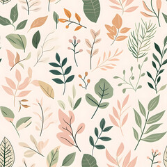 floral flower and leaf elements modern doodle illustrator seamless pattern for wallpaper or background