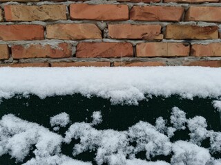 Brick wall and snow 