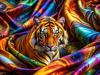 Surreal Tiger Print Fabric Texture: Abstract Close-up Photography