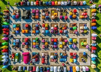 Fototapeta premium Aerial View Fashion Sale Event: Square Social Media Post Template