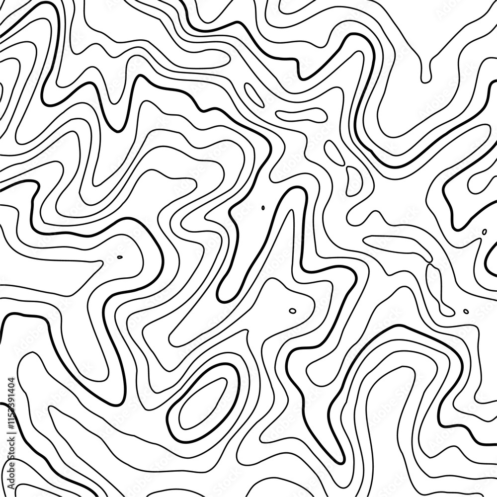 Poster black and white abstract background vector, abstract topographic contours map background .topographi
