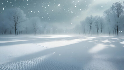 Blizzard Conditions with Snow Swirling in the Wind Amidst a Serene and Tranquil Winterscape of Frozen Fields, Generative AI

