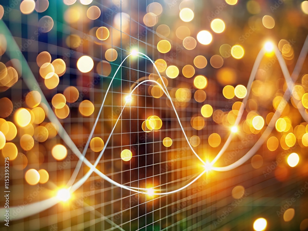 Poster tangent & cotangent functions graph: trigonometric chart with bokeh effect